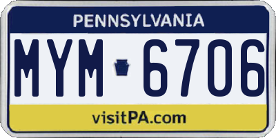 PA license plate MYM6706