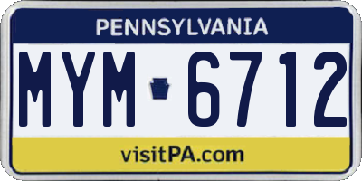 PA license plate MYM6712