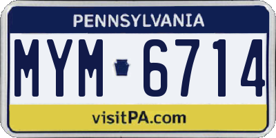 PA license plate MYM6714