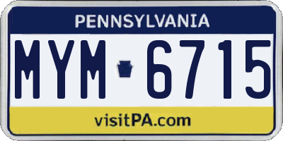 PA license plate MYM6715