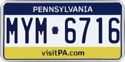 PA license plate MYM6716
