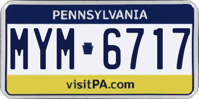 PA license plate MYM6717