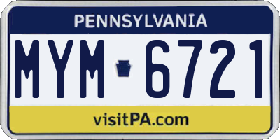 PA license plate MYM6721