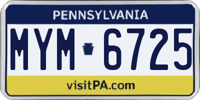 PA license plate MYM6725