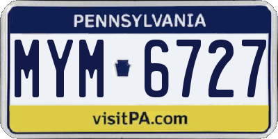 PA license plate MYM6727