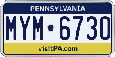 PA license plate MYM6730