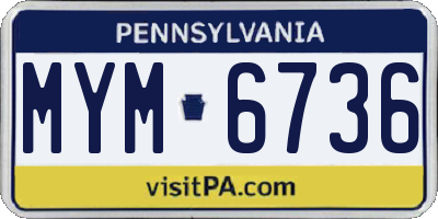PA license plate MYM6736