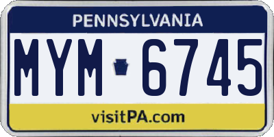 PA license plate MYM6745