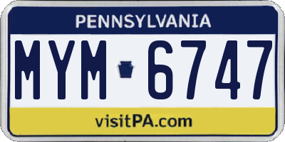 PA license plate MYM6747