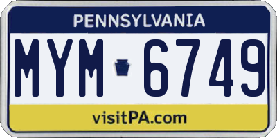 PA license plate MYM6749