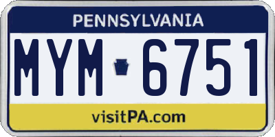 PA license plate MYM6751
