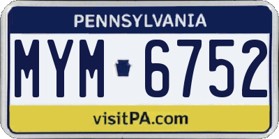 PA license plate MYM6752