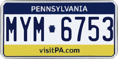 PA license plate MYM6753