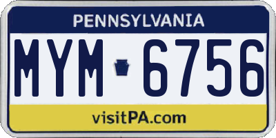 PA license plate MYM6756