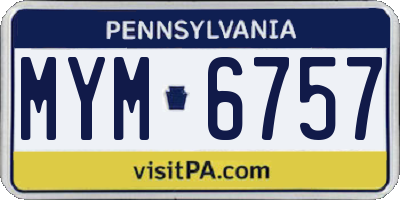PA license plate MYM6757
