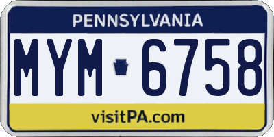 PA license plate MYM6758