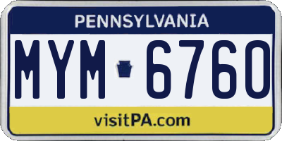PA license plate MYM6760
