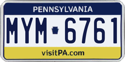 PA license plate MYM6761
