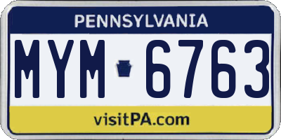 PA license plate MYM6763