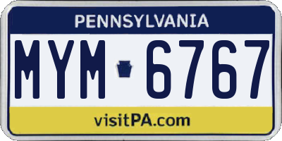 PA license plate MYM6767