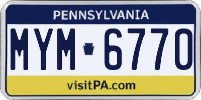 PA license plate MYM6770