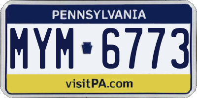 PA license plate MYM6773