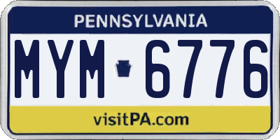 PA license plate MYM6776