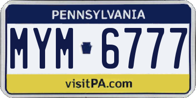 PA license plate MYM6777