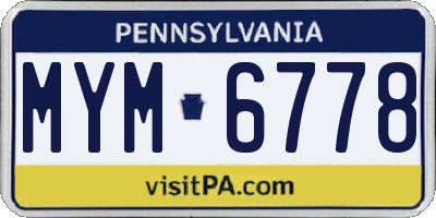 PA license plate MYM6778