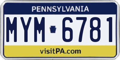 PA license plate MYM6781