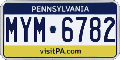 PA license plate MYM6782