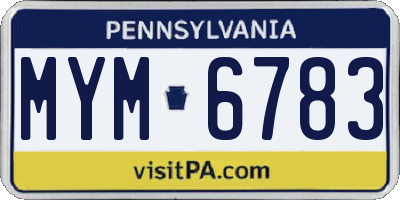PA license plate MYM6783