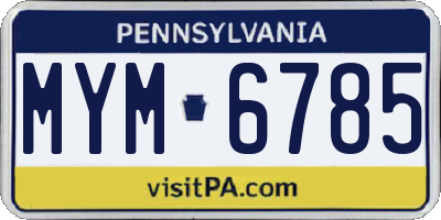 PA license plate MYM6785
