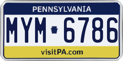PA license plate MYM6786
