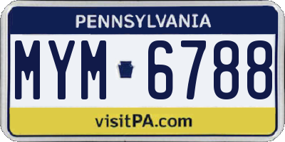 PA license plate MYM6788