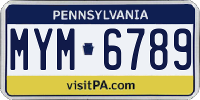PA license plate MYM6789