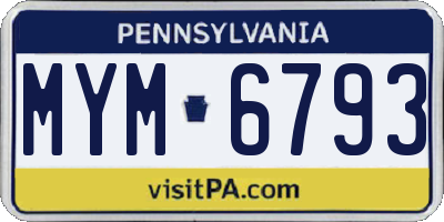 PA license plate MYM6793