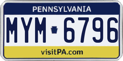 PA license plate MYM6796
