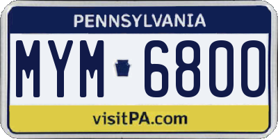 PA license plate MYM6800