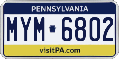 PA license plate MYM6802