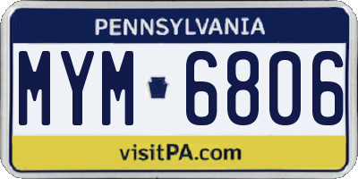 PA license plate MYM6806