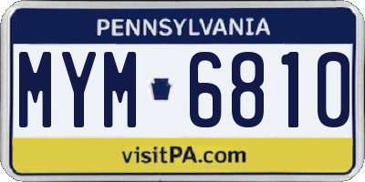 PA license plate MYM6810