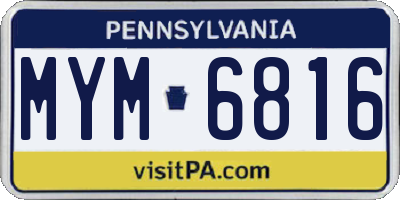 PA license plate MYM6816