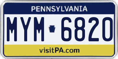 PA license plate MYM6820