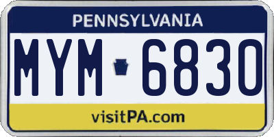 PA license plate MYM6830
