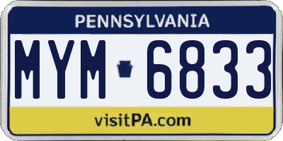 PA license plate MYM6833