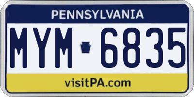PA license plate MYM6835