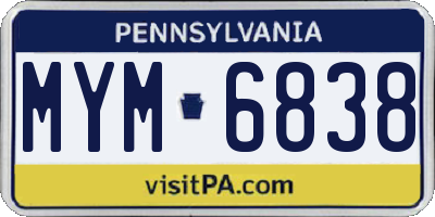 PA license plate MYM6838