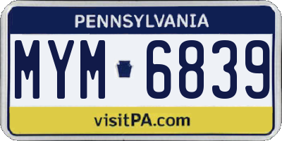 PA license plate MYM6839