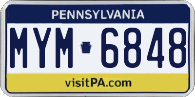 PA license plate MYM6848